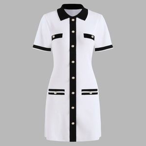 Contrasting Edge Pearl Knit Dress